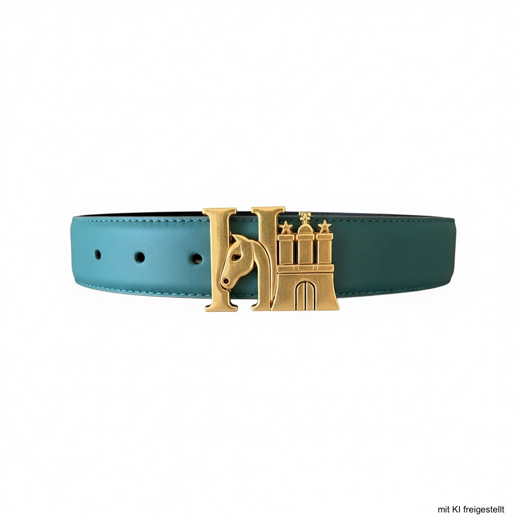 HanseHorse Logo Gold Buckle Belt - Ledergürtel in der Farbe Legacy Green für den Reiter
