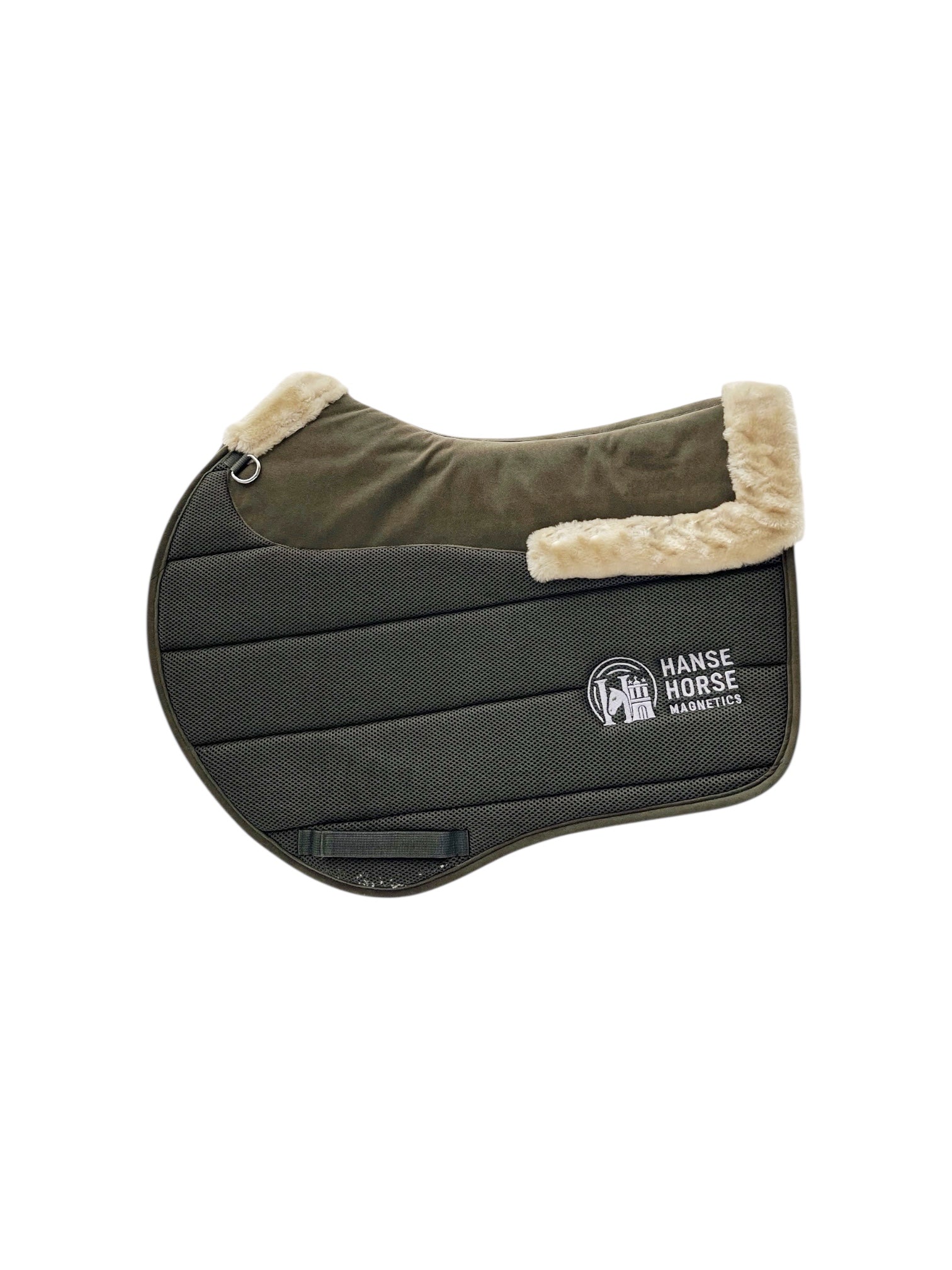HanseHorse Magnetics Springschabracke in Hunter Green mit Fellbesatz
